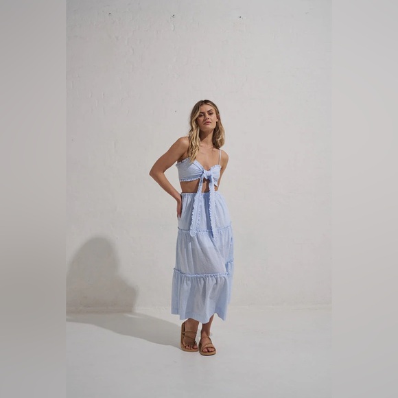 MØN RENN ~ Serene Midi Dress - Blue Stripe - Picture 5 of 9